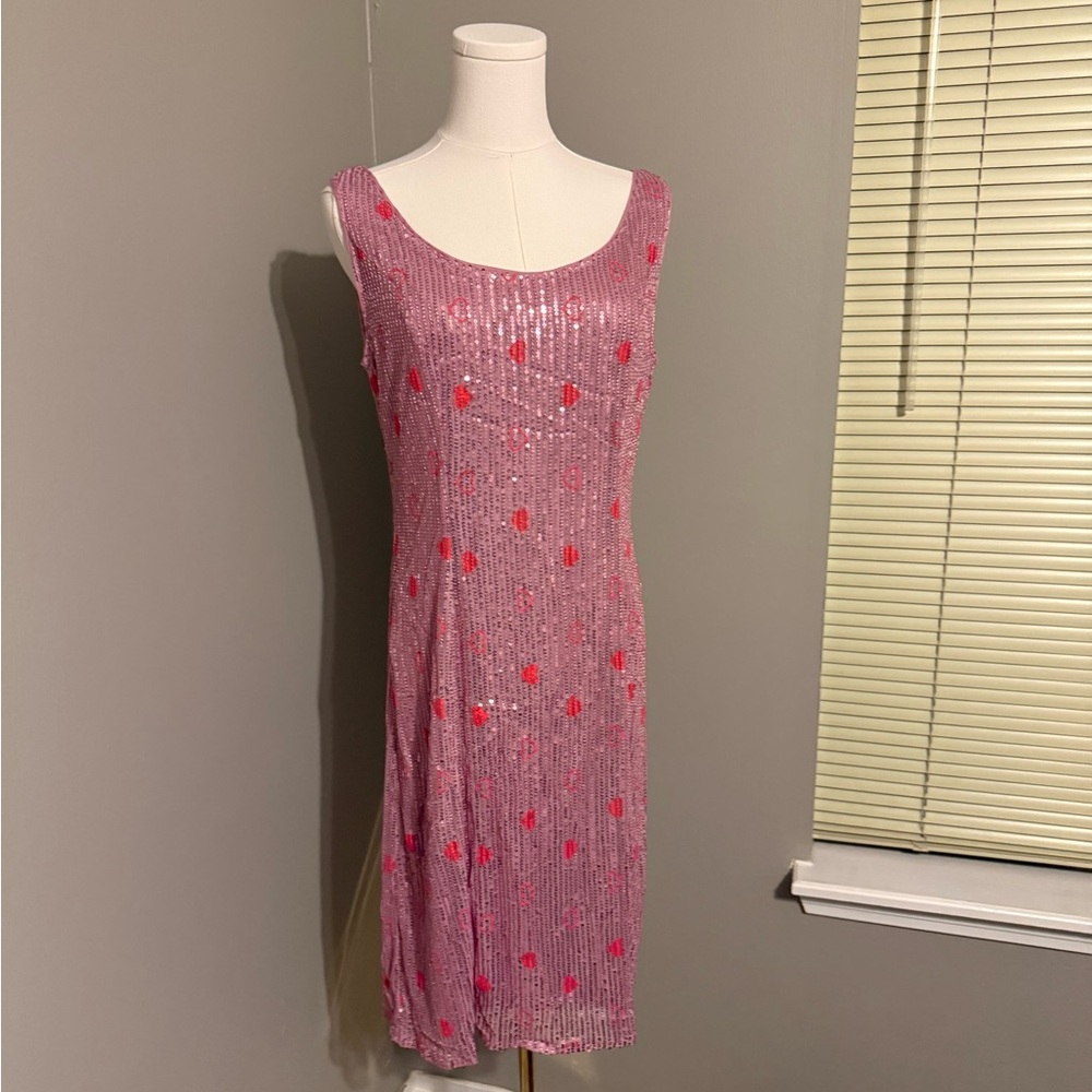 Pink Sequin Sleeveless Dress